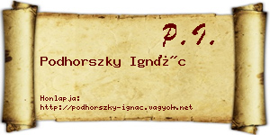 Podhorszky Ignác névjegykártya